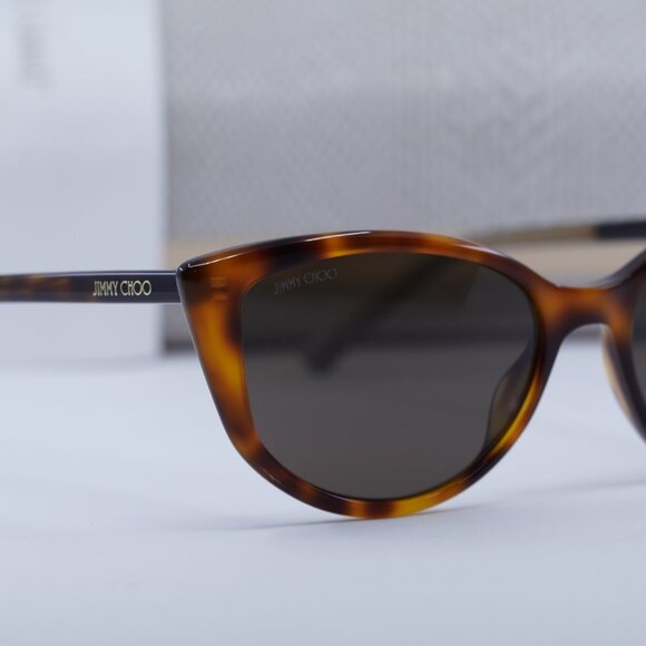 Jimmy Choo NADIA/S 008670 Cat Eye Sunglasses - Havana/Crystal/Brown - Picture 3 of 12
